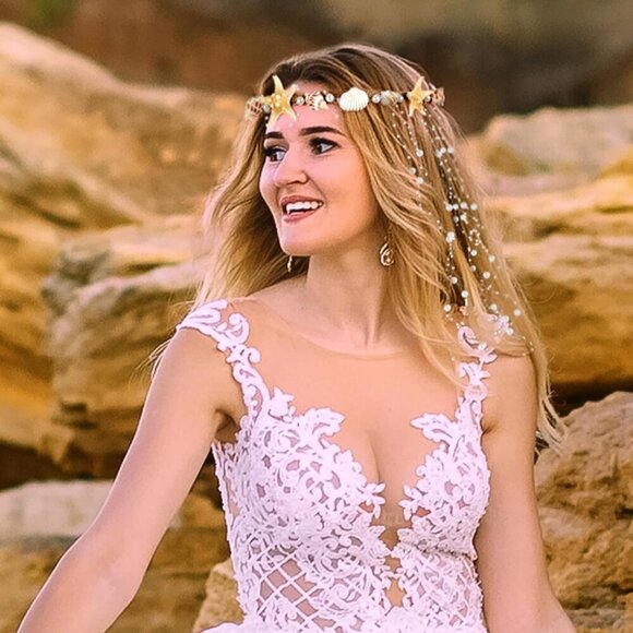 Seashell Mermaid Headband Beach Wedding Bridal Flower Girl Accessory main image 5